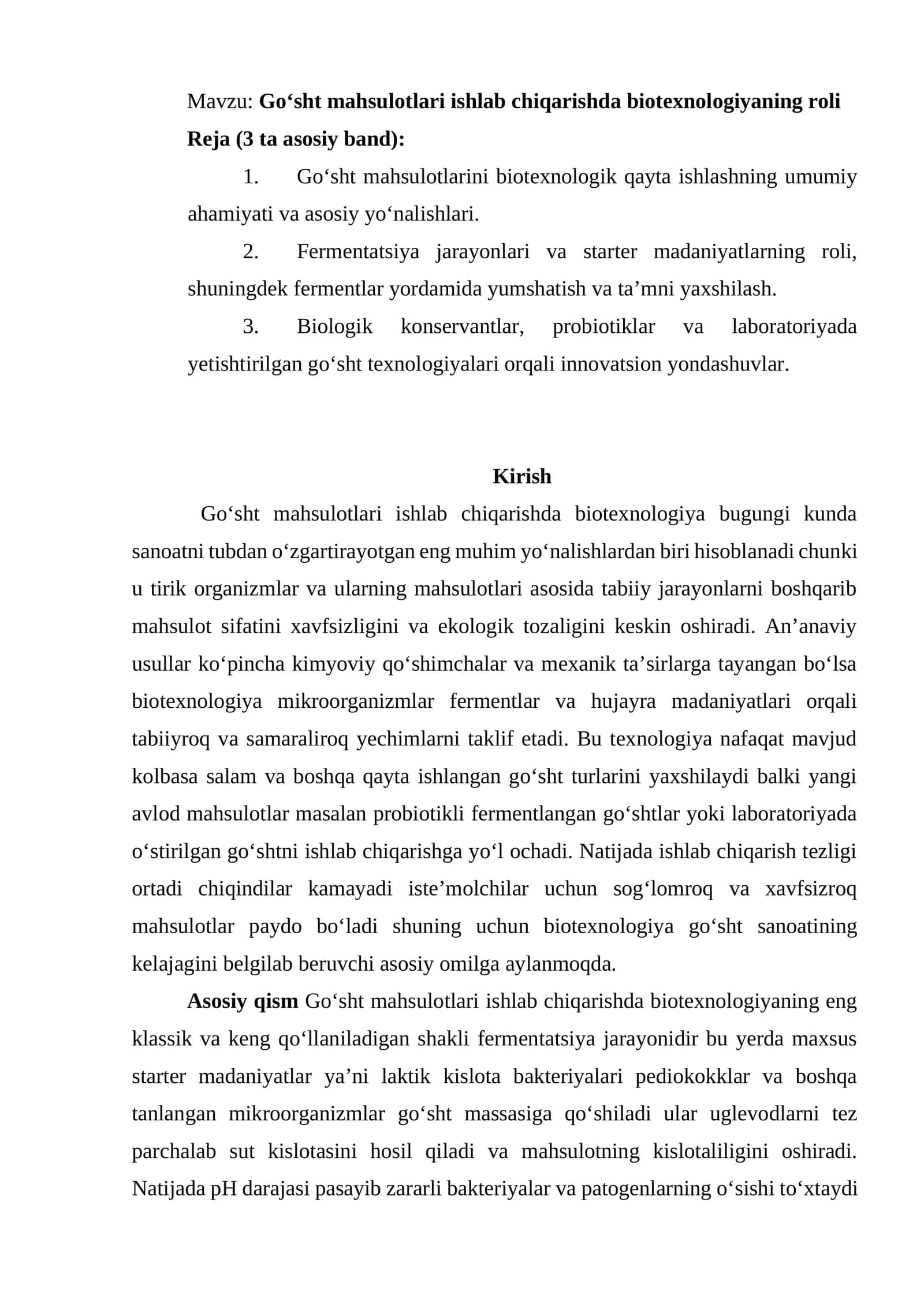 Go‘sht mahsulotlari ishlab chiqarishda biotexnologiyaning roli 1