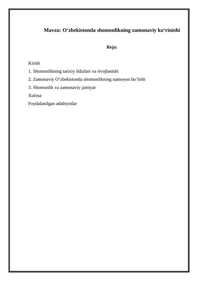 Oʻzbekistonda shomonlikning zamonaviy koʻrinishi 1