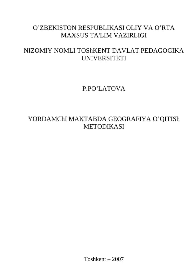 Gеografiya O`qitish Mеtоdikasi 1