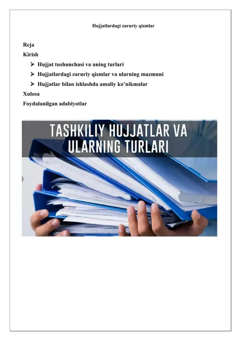 Hujjatlardagi zaruriy qismlar 1