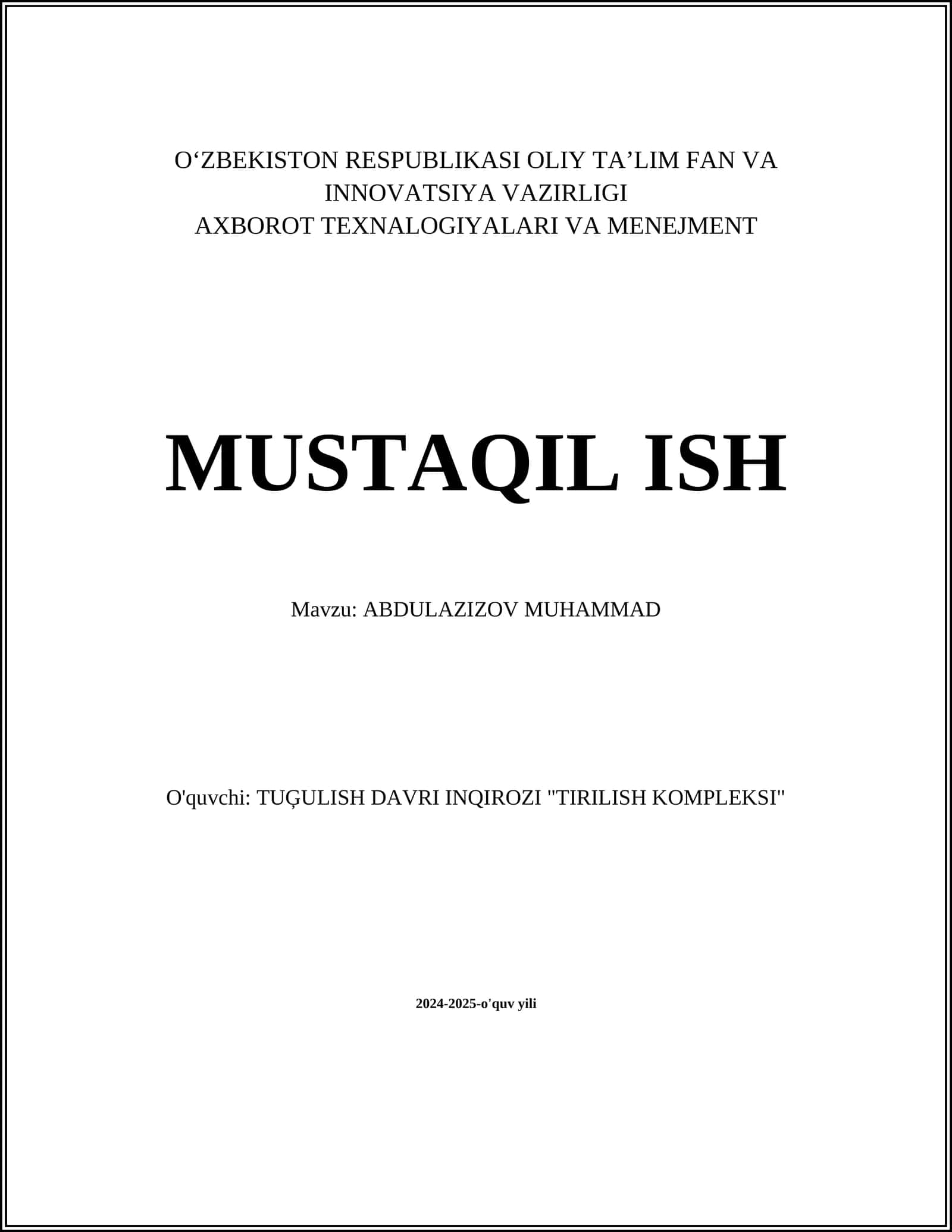 ABDULAZIZOV MUHAMMAD 1