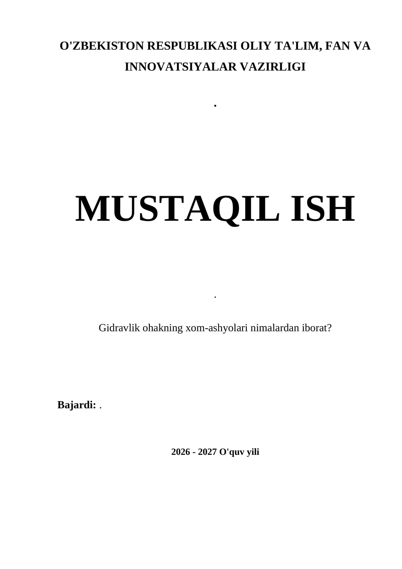 Gidravlik оhakning xоm-ashyolari 1