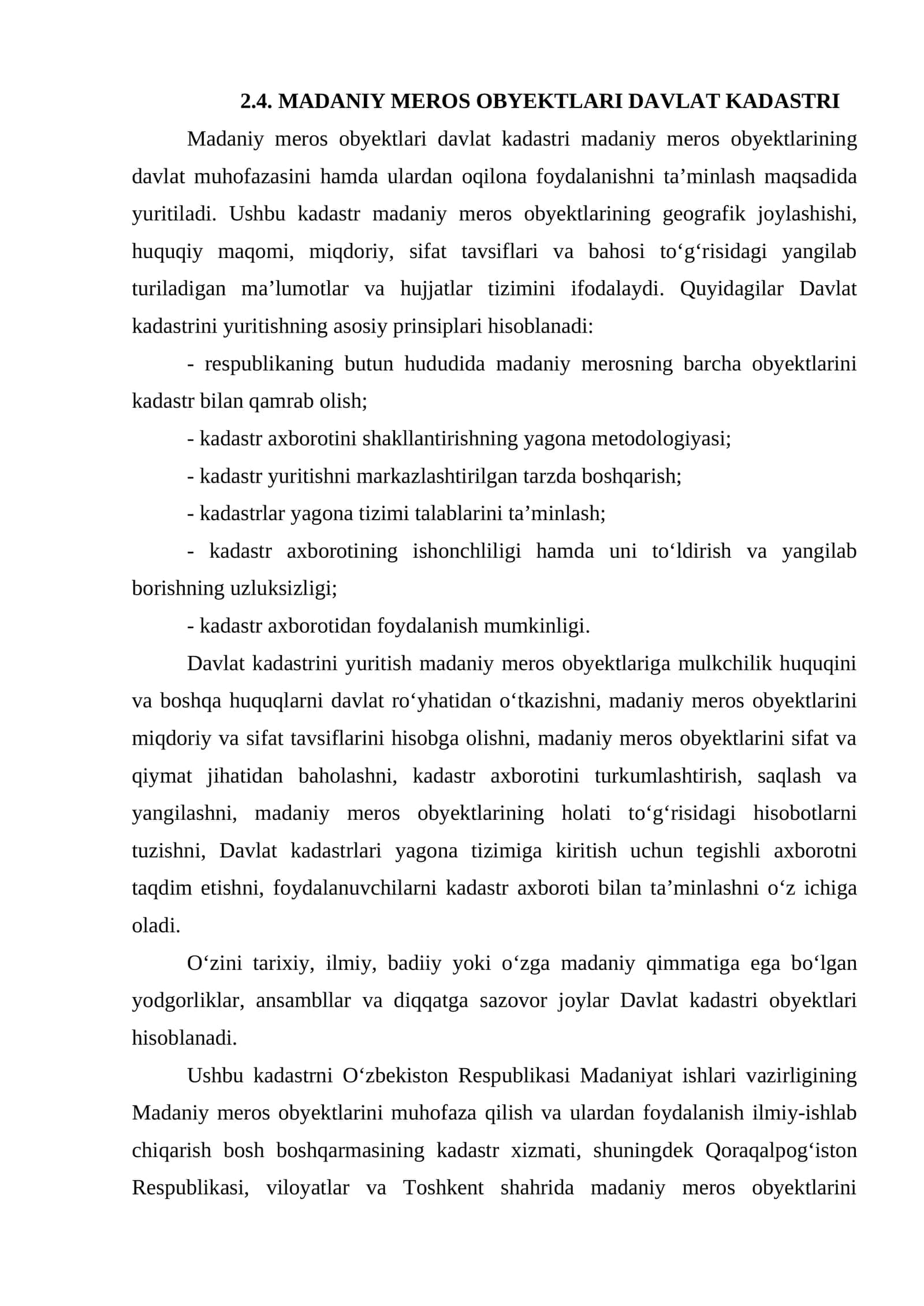 MADANIY MEROS OBYEKTLARI DAVLAT KADASTRI 1