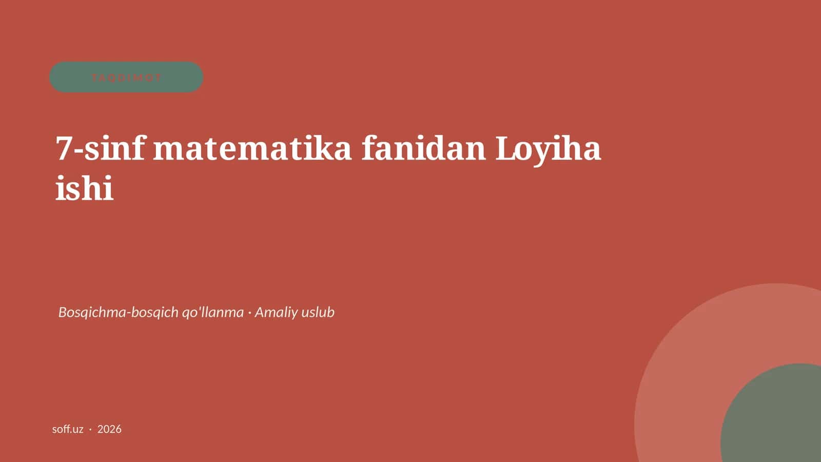 7-sinf matematika fanidan Loyiha ishi 1