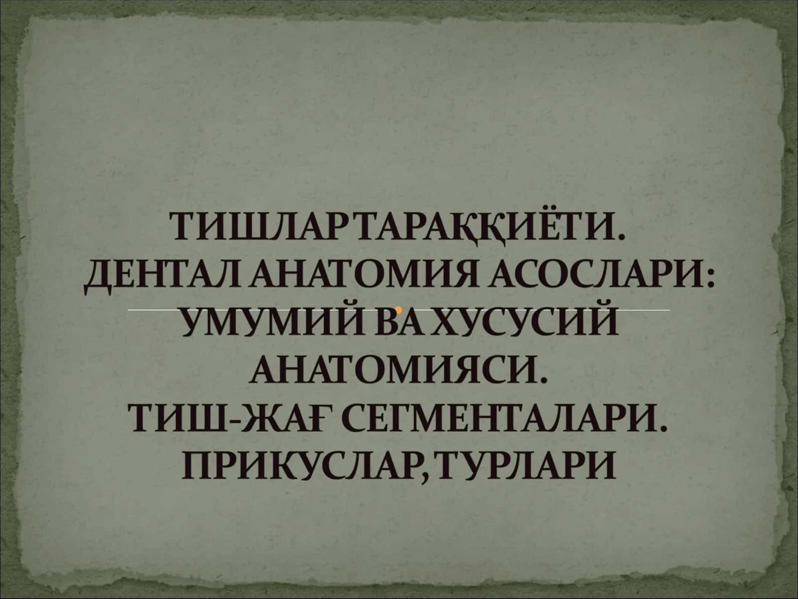 Тишларнинг хусусий анатомияси 1