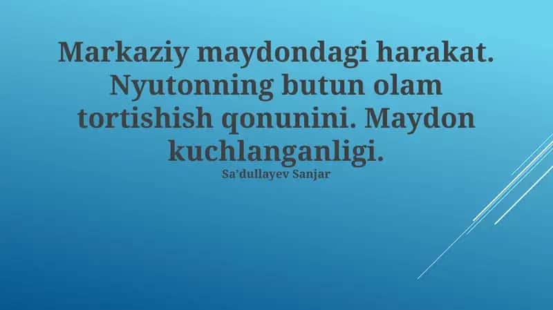 Nyutonning Umumiy Gravitatsiya Qonuni 1