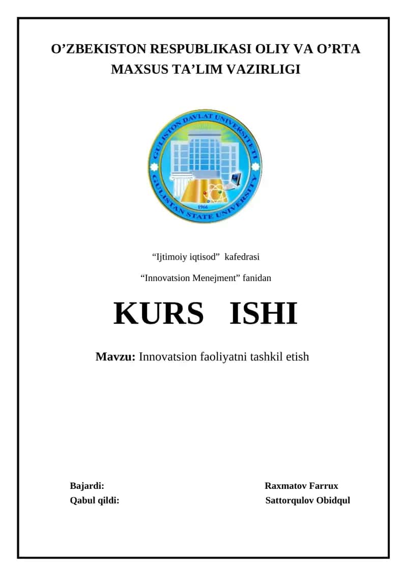 Innovatsion faoliyatni tashkil etish 1