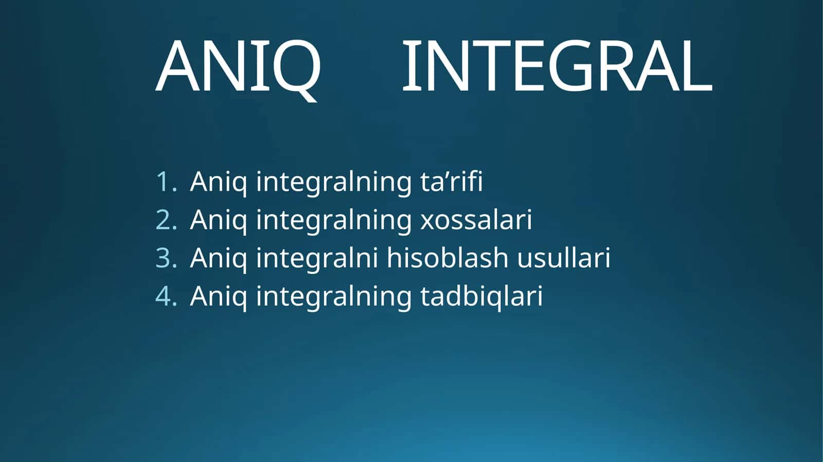 Aniq INTEGRAL 1