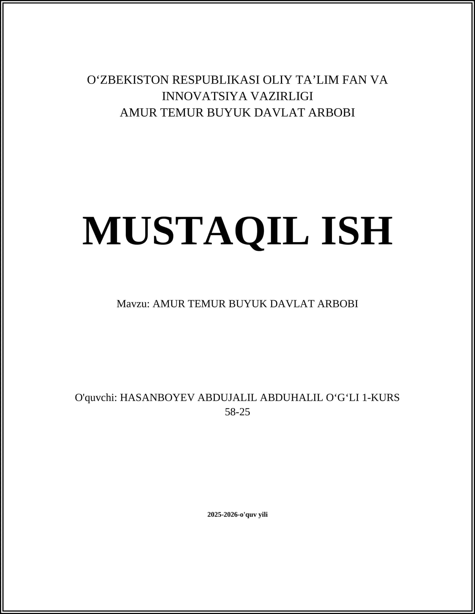 AMUR TEMUR BUYUK DAVLAT ARBOBI 1