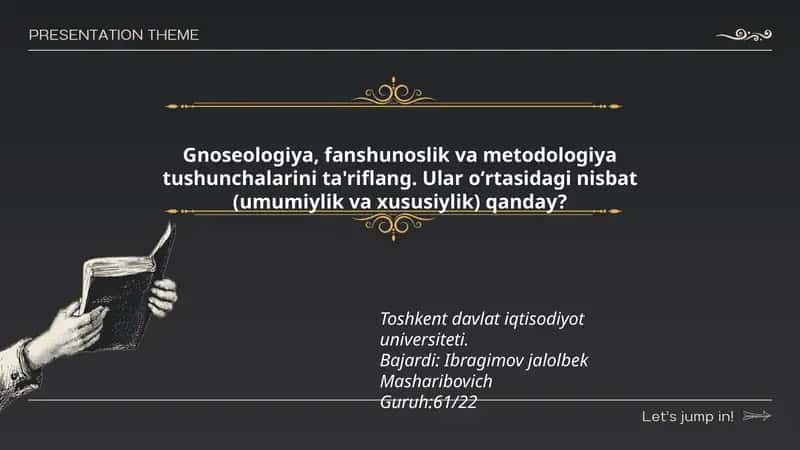 Gnoseologiya, fanshunoslik va metodologiya 1