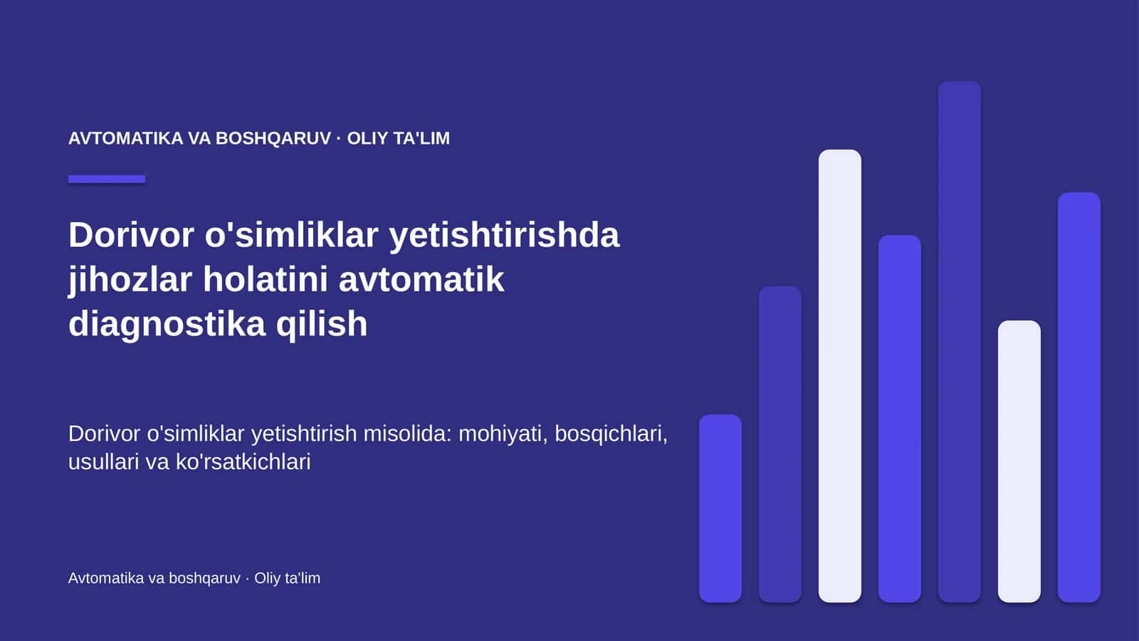 Dorivor o'simliklar yetishtirishda jihozlar holatini avtomatik diagnostika qilish 1