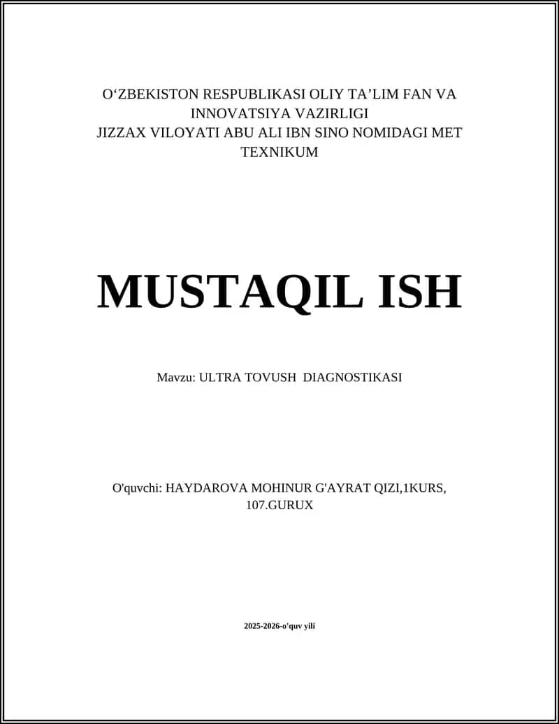 ULTRA TOVUSH DIAGNOSTIKASI 1
