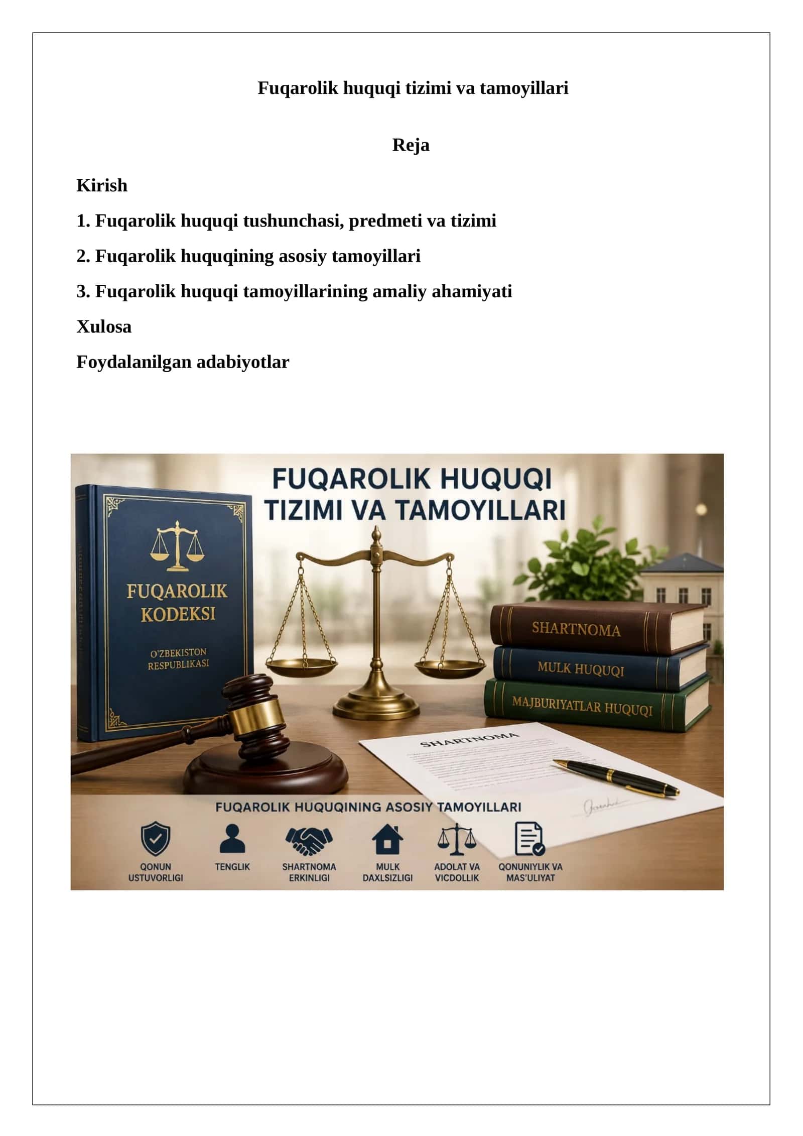 Fuqarolik huquqi tizimi va tamoyillari 1