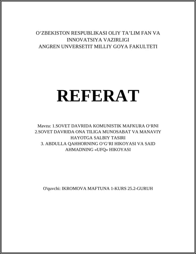 Sovet Davrining Kommunistik Mafkurasi 1