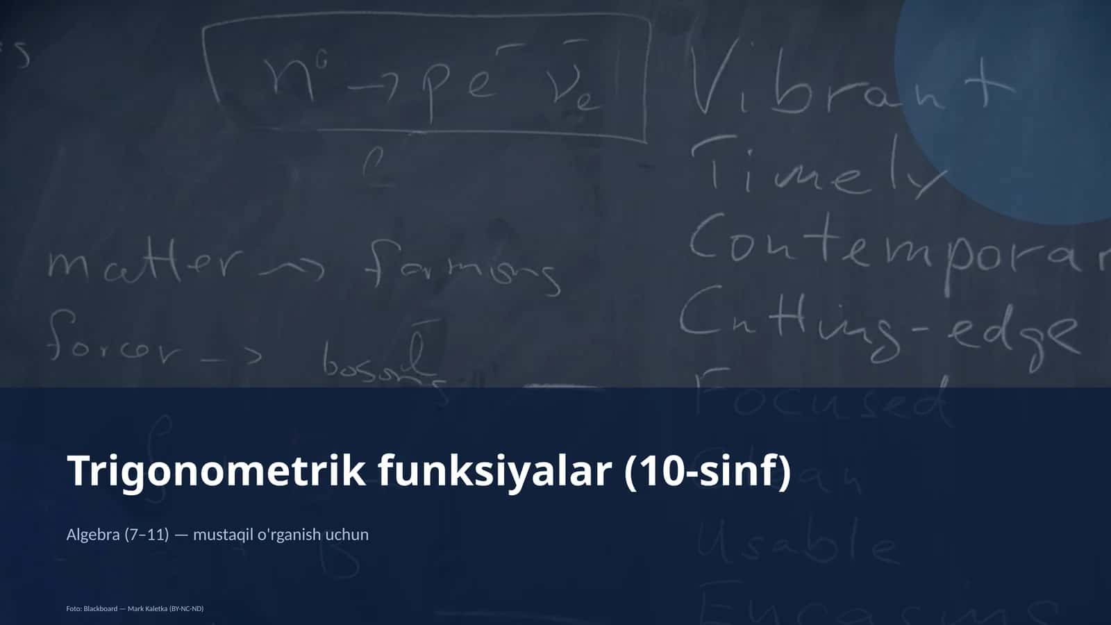 Trigonometrik funksiyalar (10-sinf) 1