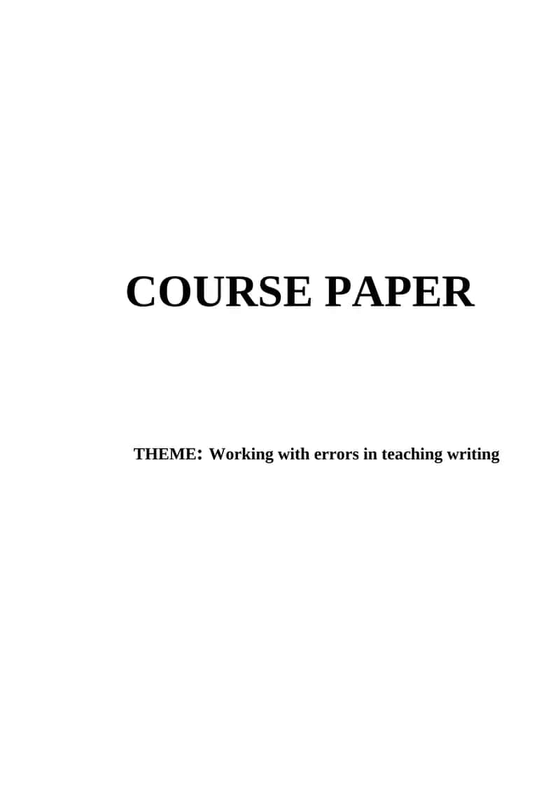 Working with errors in teaching writing 1