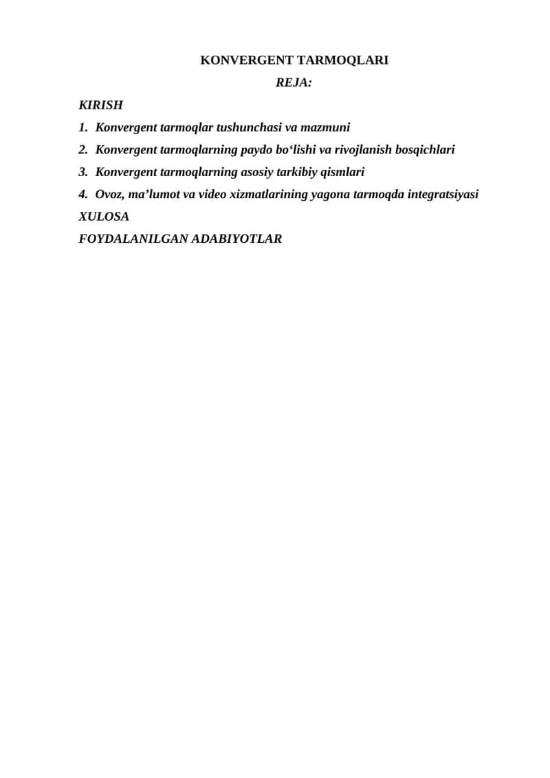 KONVERGENT TARMOQLARI 1