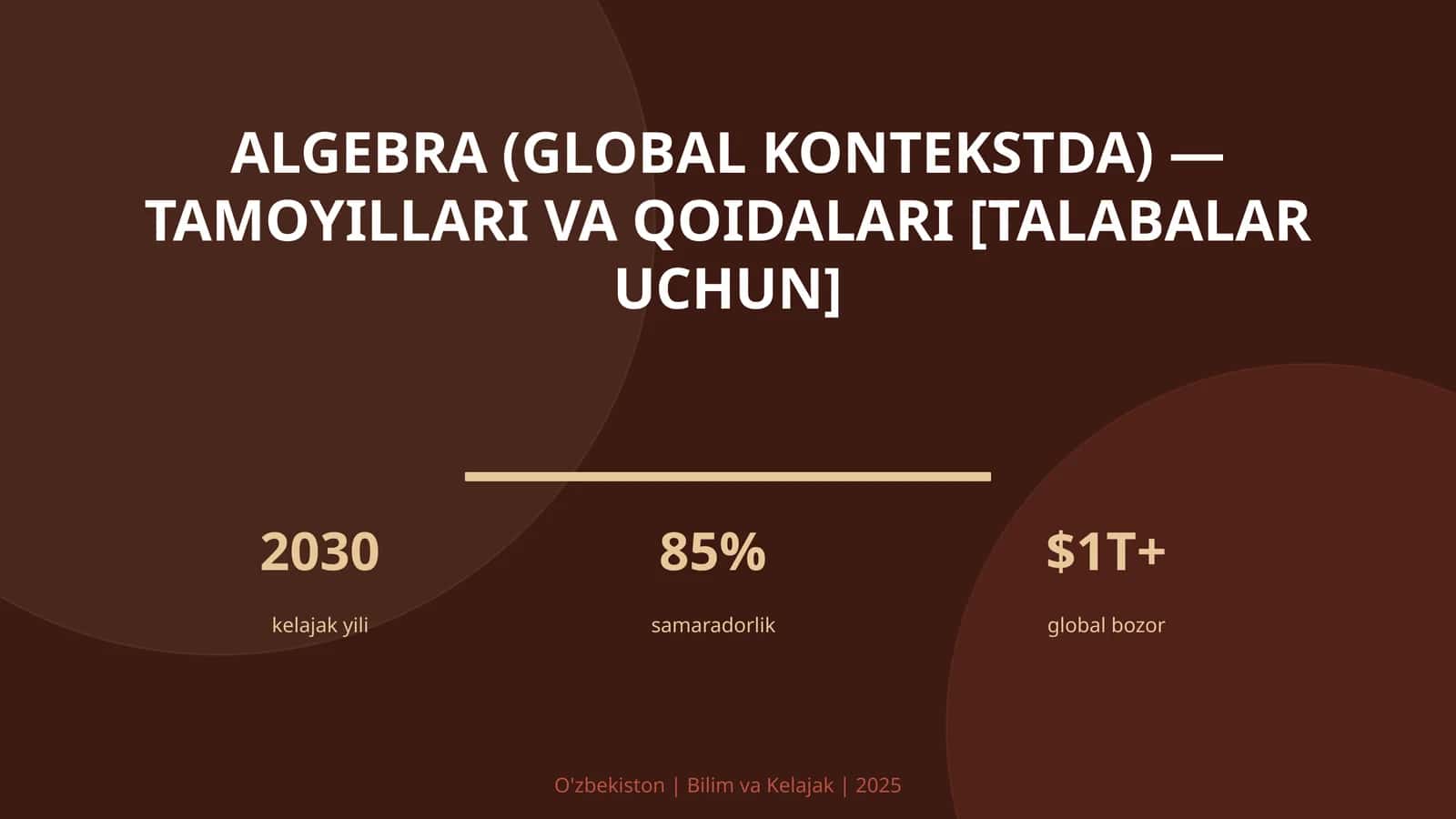 Algebra (GLOBAL KONTEKSTDA) — TAMOYILLARI VA QOIDALARI [TALABALAR UCHUN] 1