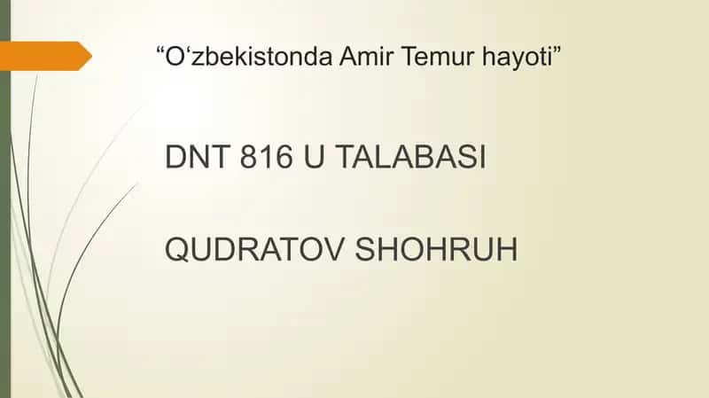 "O‘zbekistonda Amir Temur hayoti" 1