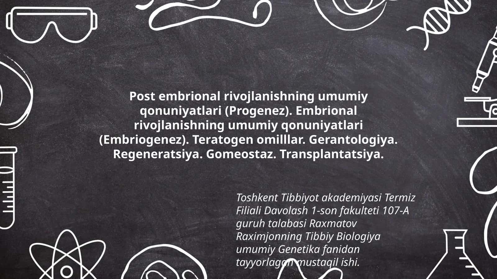 Tibbiy va Biologiya fanlari uchun qo'llanma 1