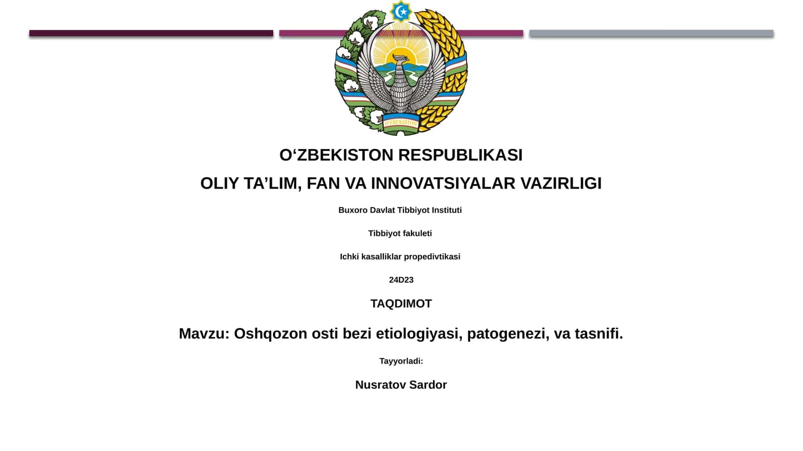 Oshqozon osti bezi etiologiyasi, patogenezi, va tasnifi 1