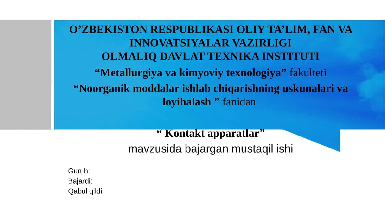 Kontakt apparatlar 1