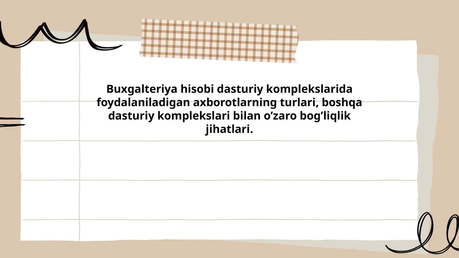 Buxgalteriya hisobi dasturiy komplekslarida foydalaniladigan axborotlarning turlari, boshqa dasturiy komplekslari bilan o’zaro bog’liqlik jihatlari 1