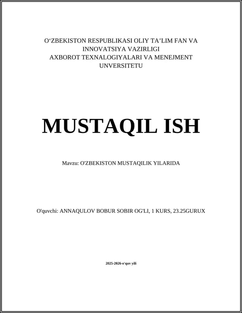 O'ZBEKISTON MUSTAQILIK YILARIDA 1