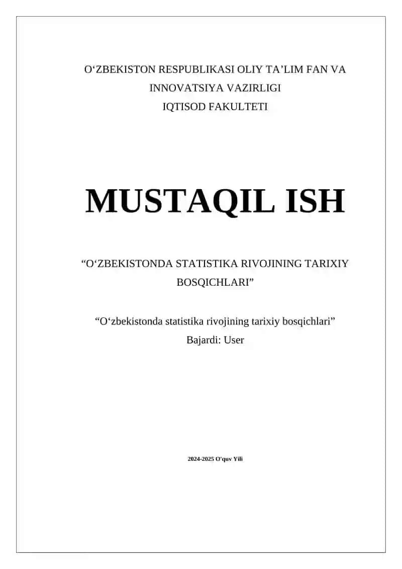 O‘zbekistonda statistika rivojining tarixiy bosqichlari