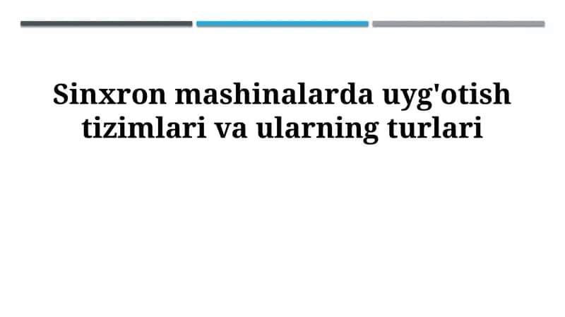 Uyg'otish Tizimlari 1