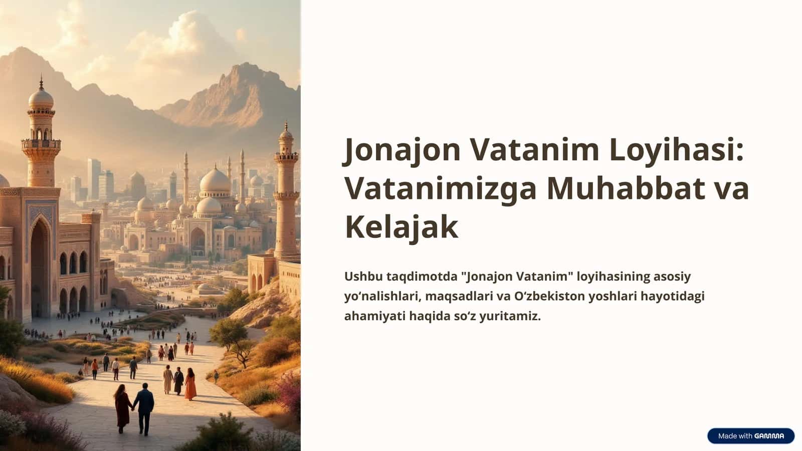 Jonajon Vatanim Loyihasi: Vatanimizga Muhabbat va Kelajak 1