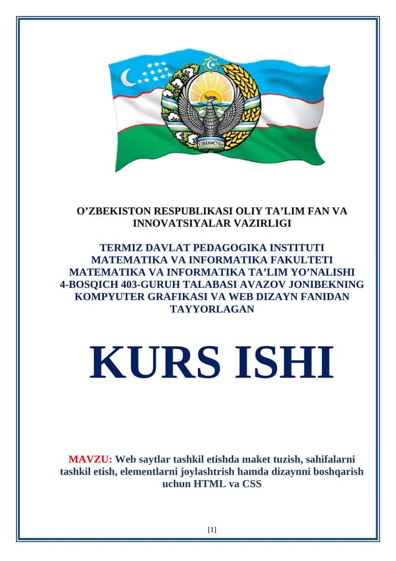 Web saytlar tashkil etish 1
