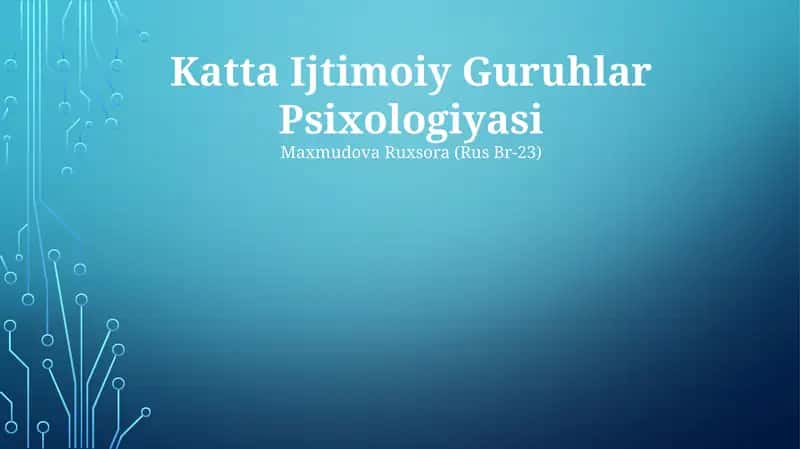 Katta Ijtimoiy Guruhlar Psixologiyasi 1
