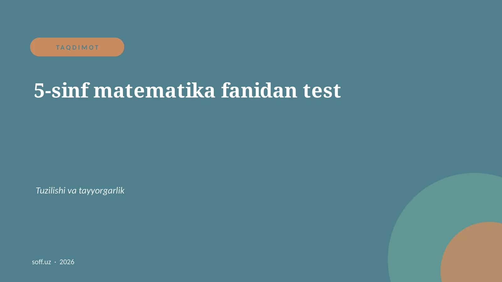 5-sinf matematika fanidan test 1