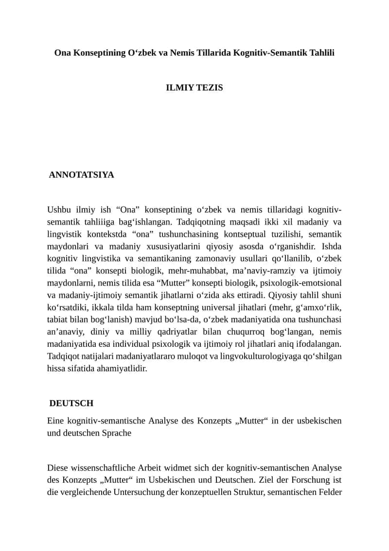 Ona Konseptining O‘zbek va Nemis Tillarida Kognitiv-Semantik Tahlili 1