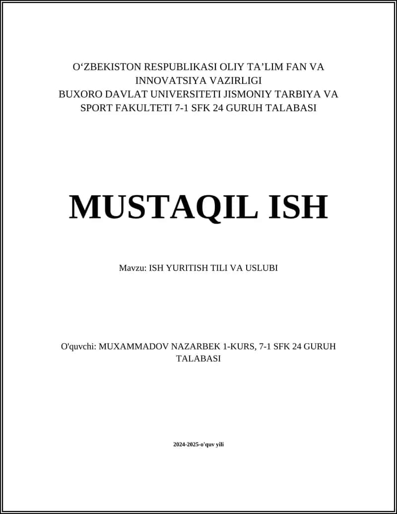 ISH YURITISH TILI VA USLUBI 1