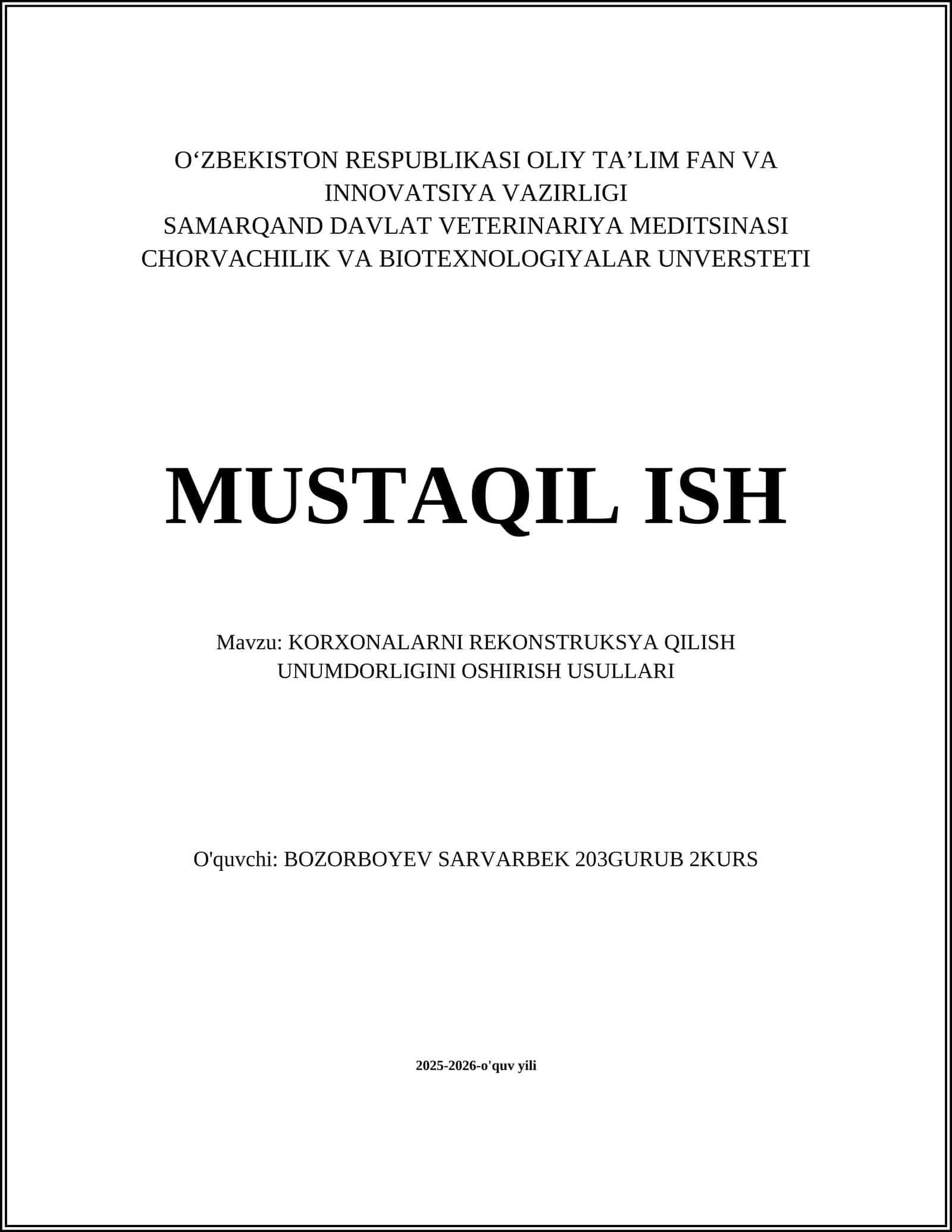 KORXONALARNI REKONSTRUKSYA QILISH UNUMDORLIGINI OSHIRISH USULLARI 1