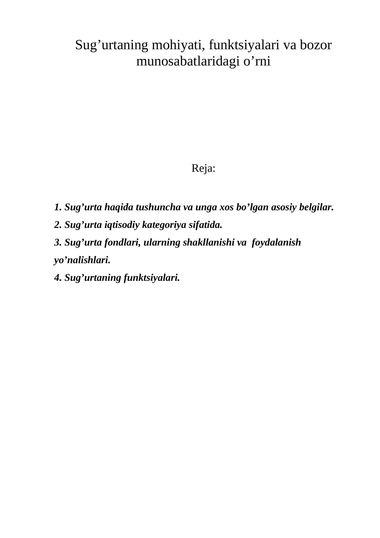 Sug'urta haqida tushuncha 1
