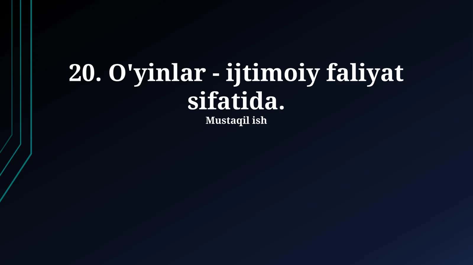 O'yinlar - ijtimoiy faliyat sifatida 1