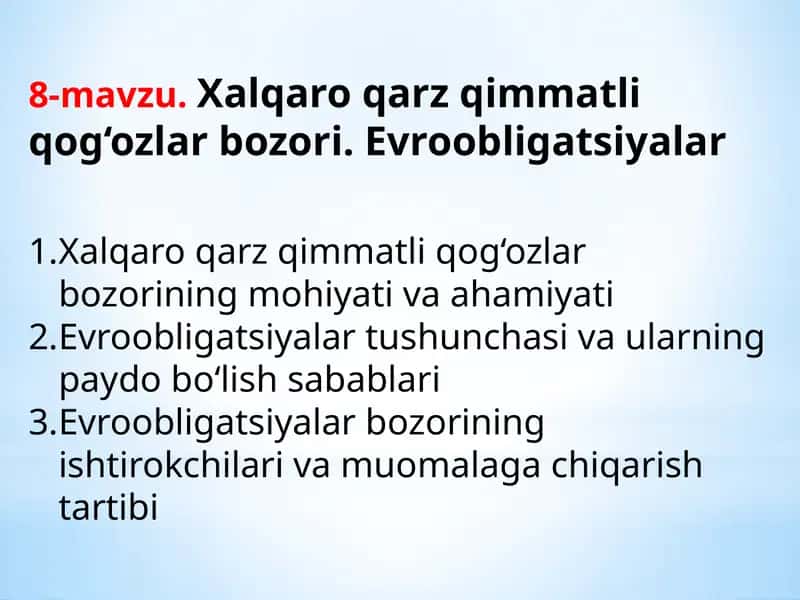 Xalqaro qarz qimmatli qog‘ozlar bozori 1