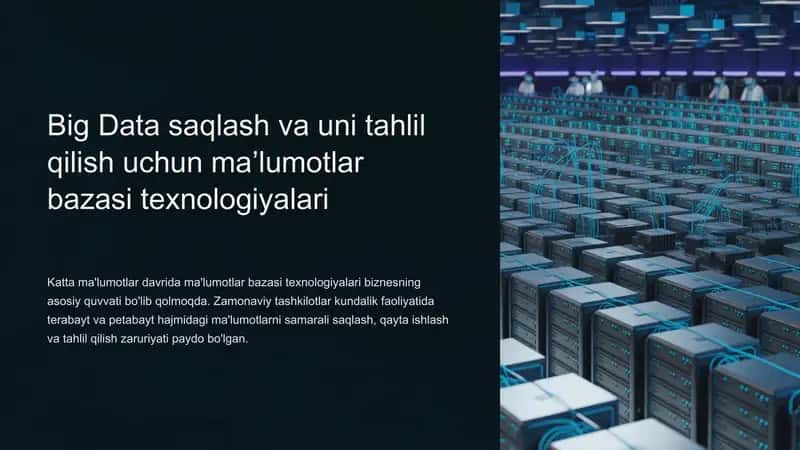 Big Data saqlash va uni tahlil qilish uchun ma’lumotlar bazasi texnologiyalari 1