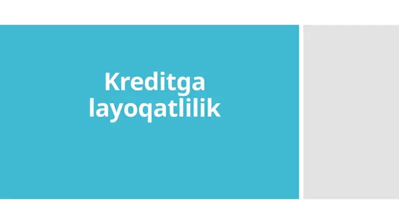 Kreditga layoqatlilik 1