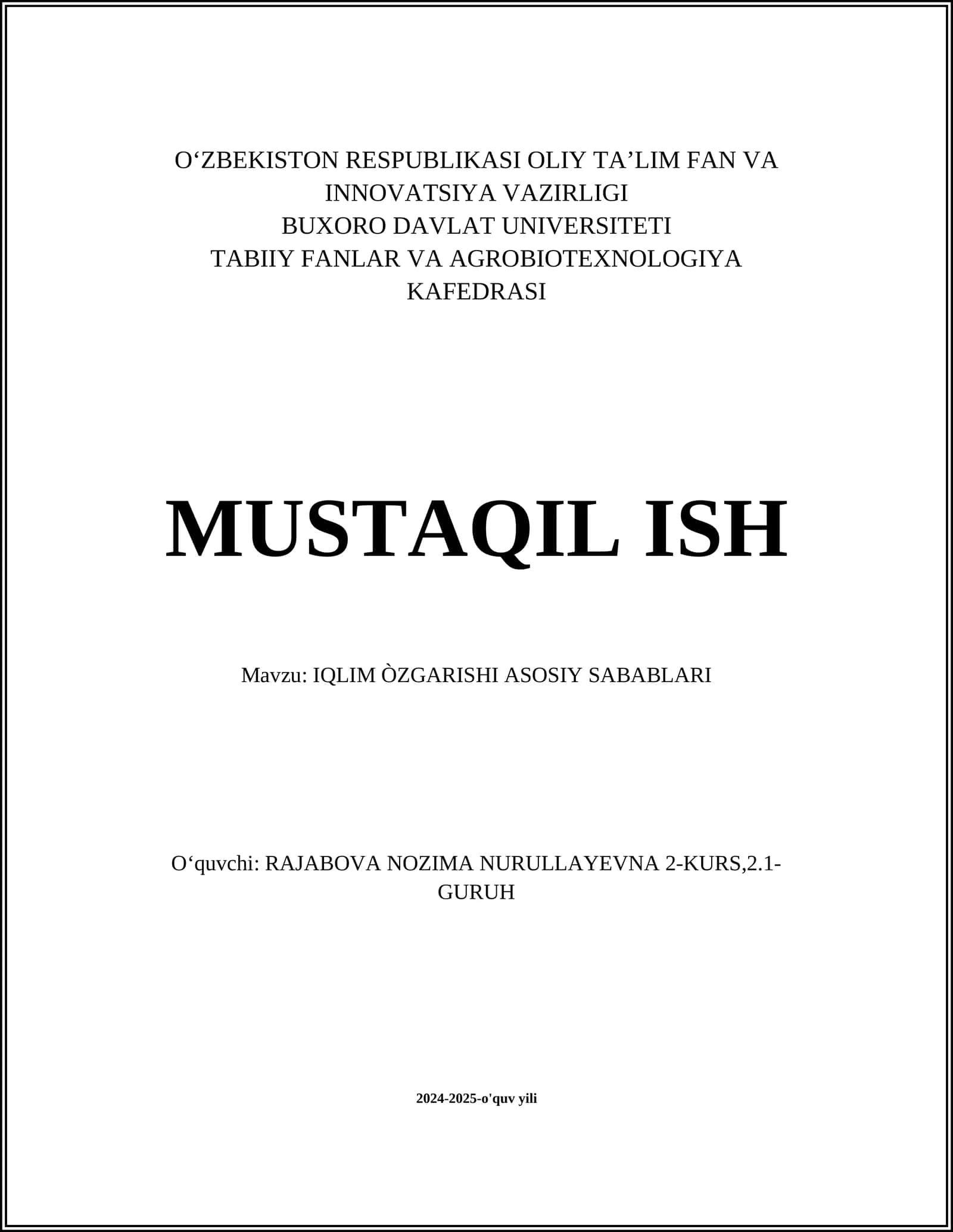 IQLIM ÒZGARISHI ASOSIY SABABLARI 1