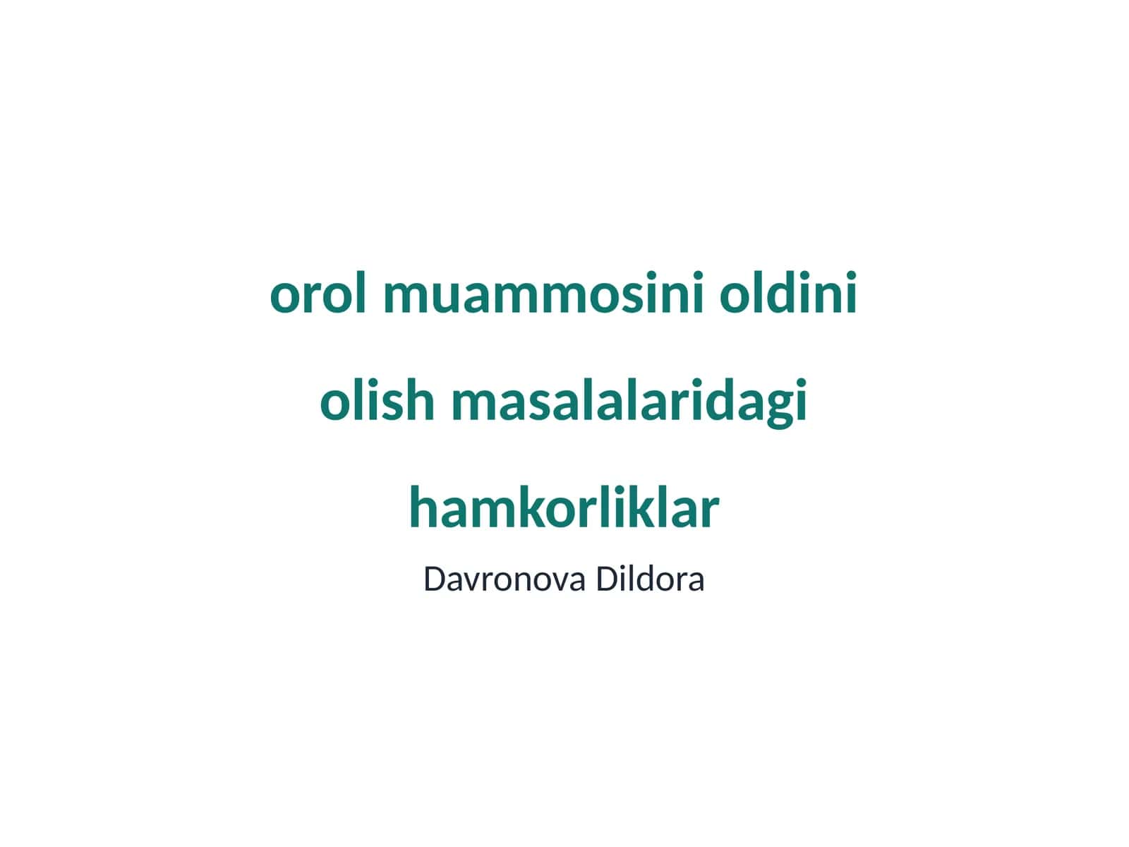 Orol muammosini oldini olish masalalaridagi hamkorliklar 1