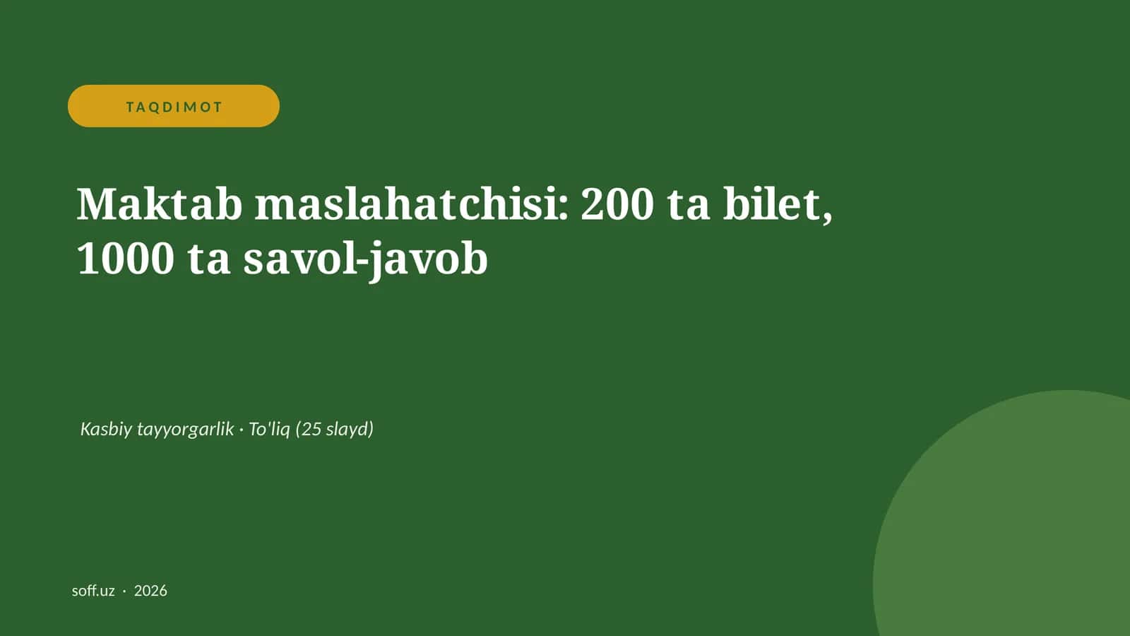 Maktab maslahatchisi: 200 ta bilet, 1000 ta savol-javob 1