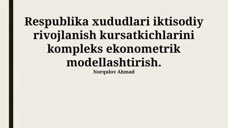 Hududiy iqtisodiy rivojlanish ko'rsatkichlari 1