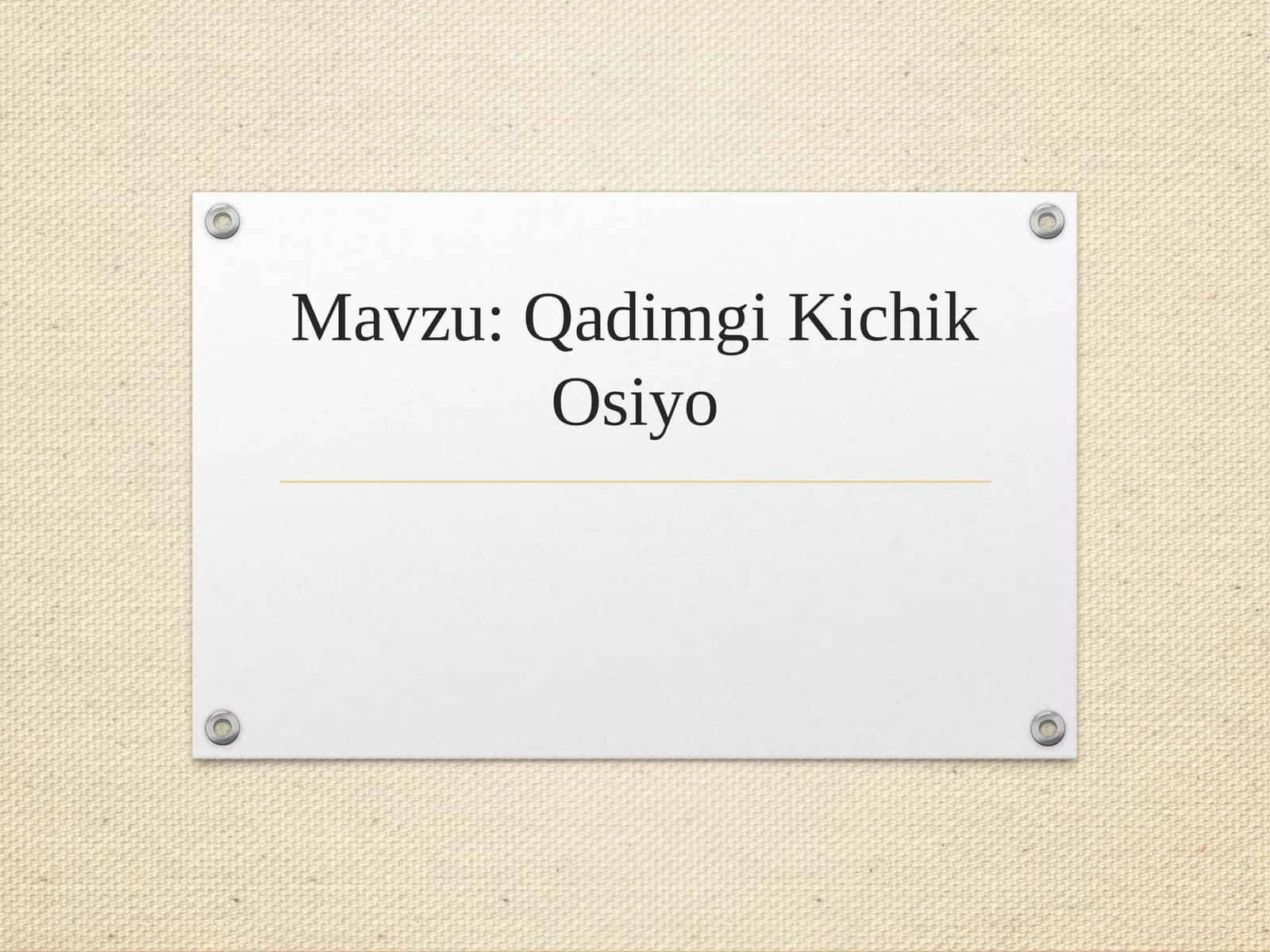 Qadimgi Kichik Osiyo 1