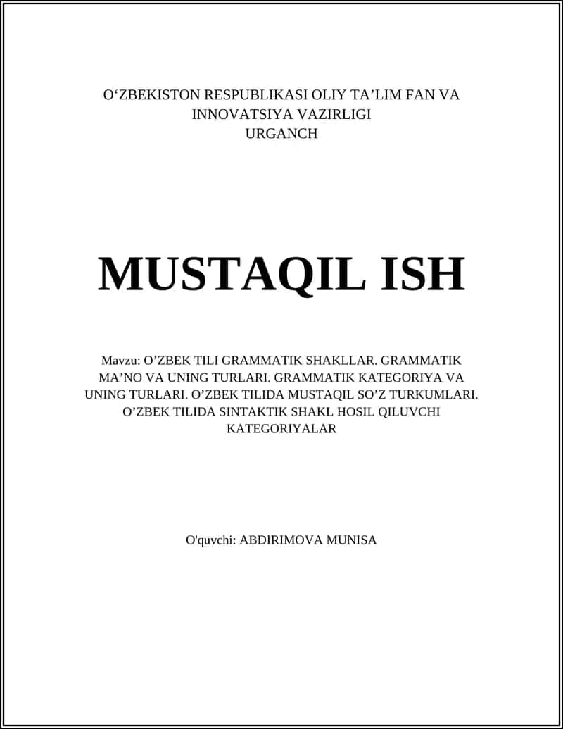 OʼZBEK TILI GRAMMATIK SHAKLLAR 1