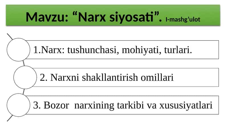 “Narxsiyosati”.I-mashg’ulot 1