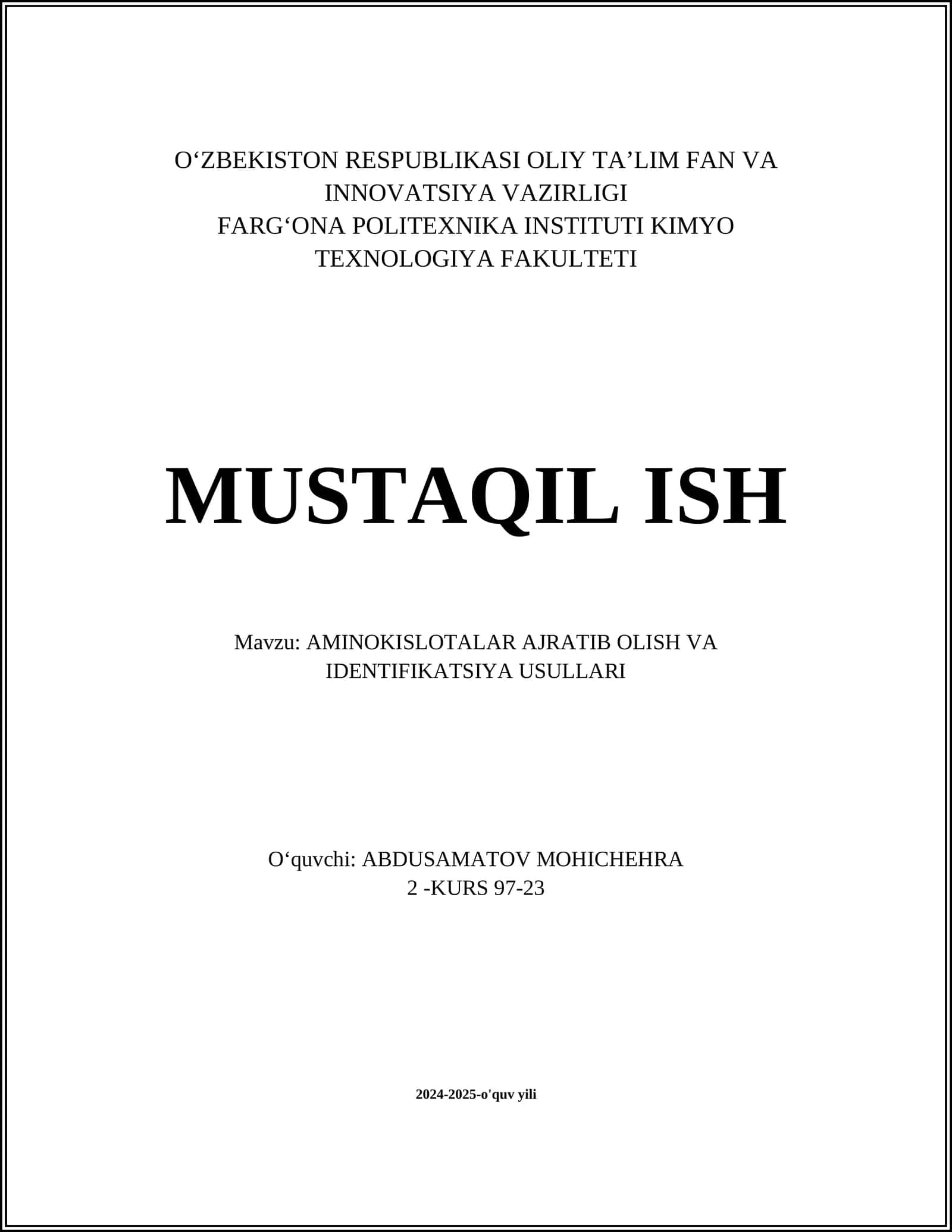 AMINOKISLOTALAR AJRATIB OLISH VA IDENTIFIKATSIYA USULLARI 1